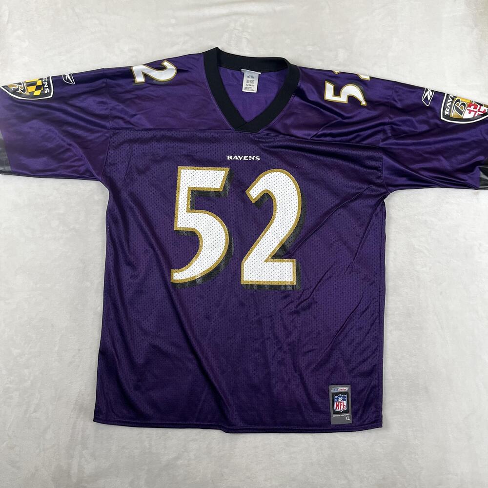 Vintage Baltimore Ravens Football Jersey Mens XL Purple NFL Reebok Ray Lewis 52